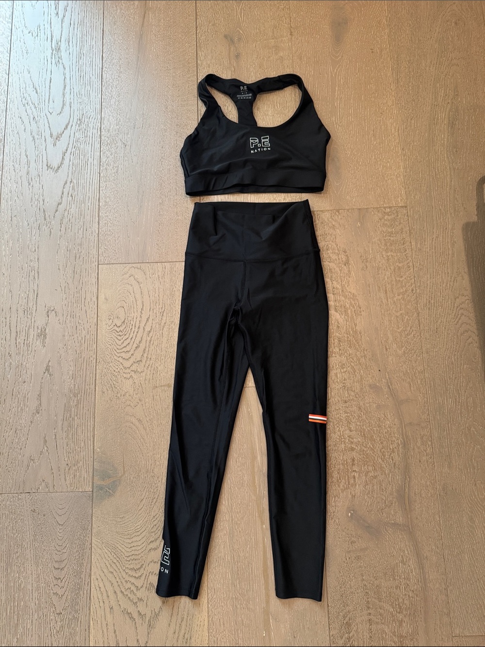P.E Nation Black High-Rise Leggings with Sports Bra Set